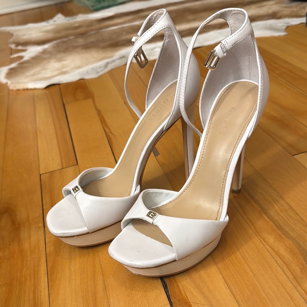 Guess Elegant White Platform Heels